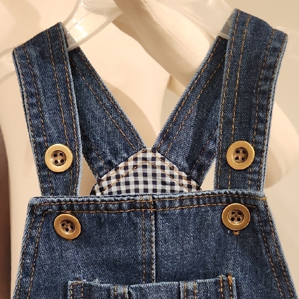 Blue Denim Overalls with Button Accents - Picture 2 of 11